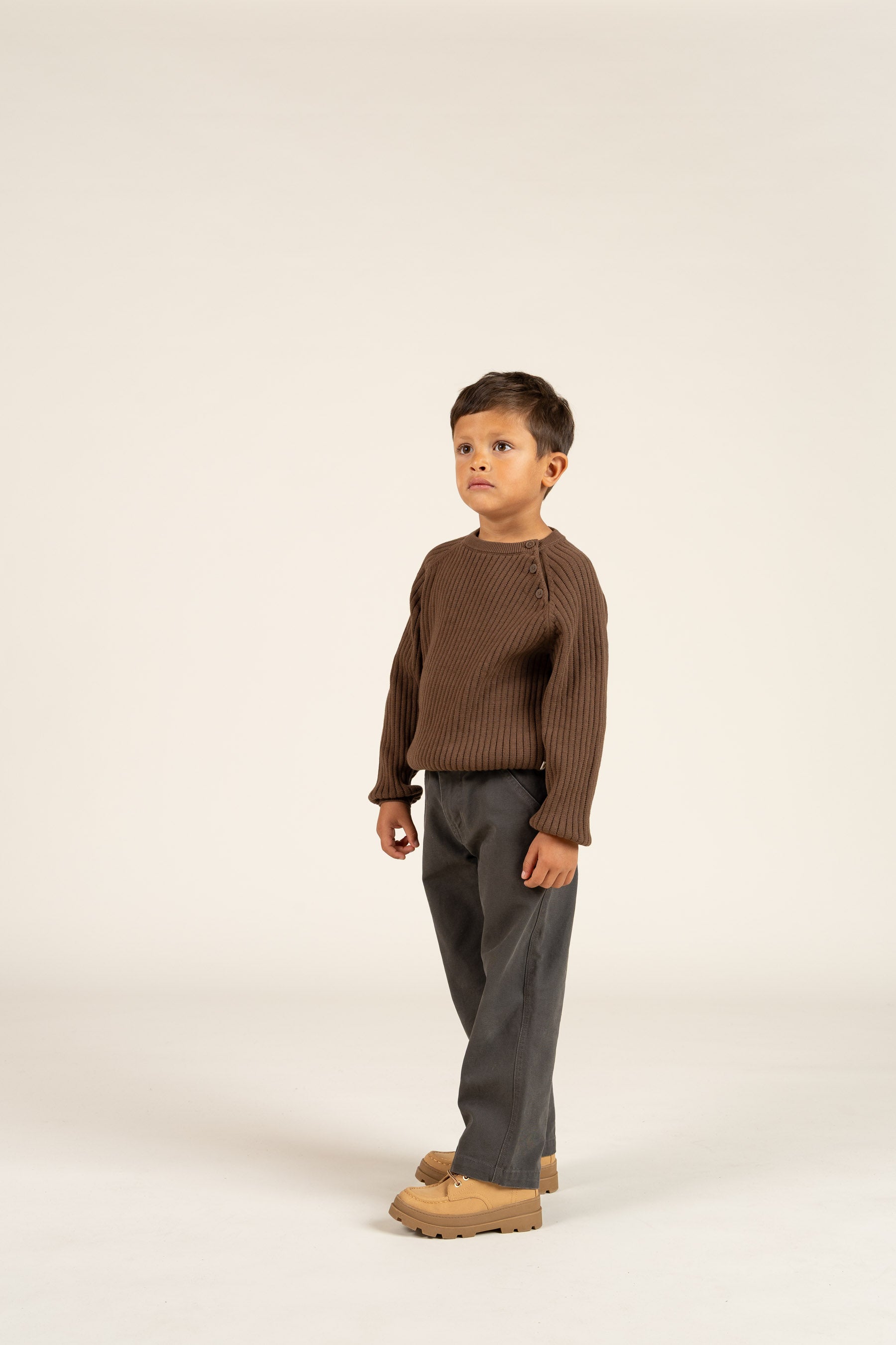 Cotton Knit Sweater - Kids - Coffee | 100691 Jett