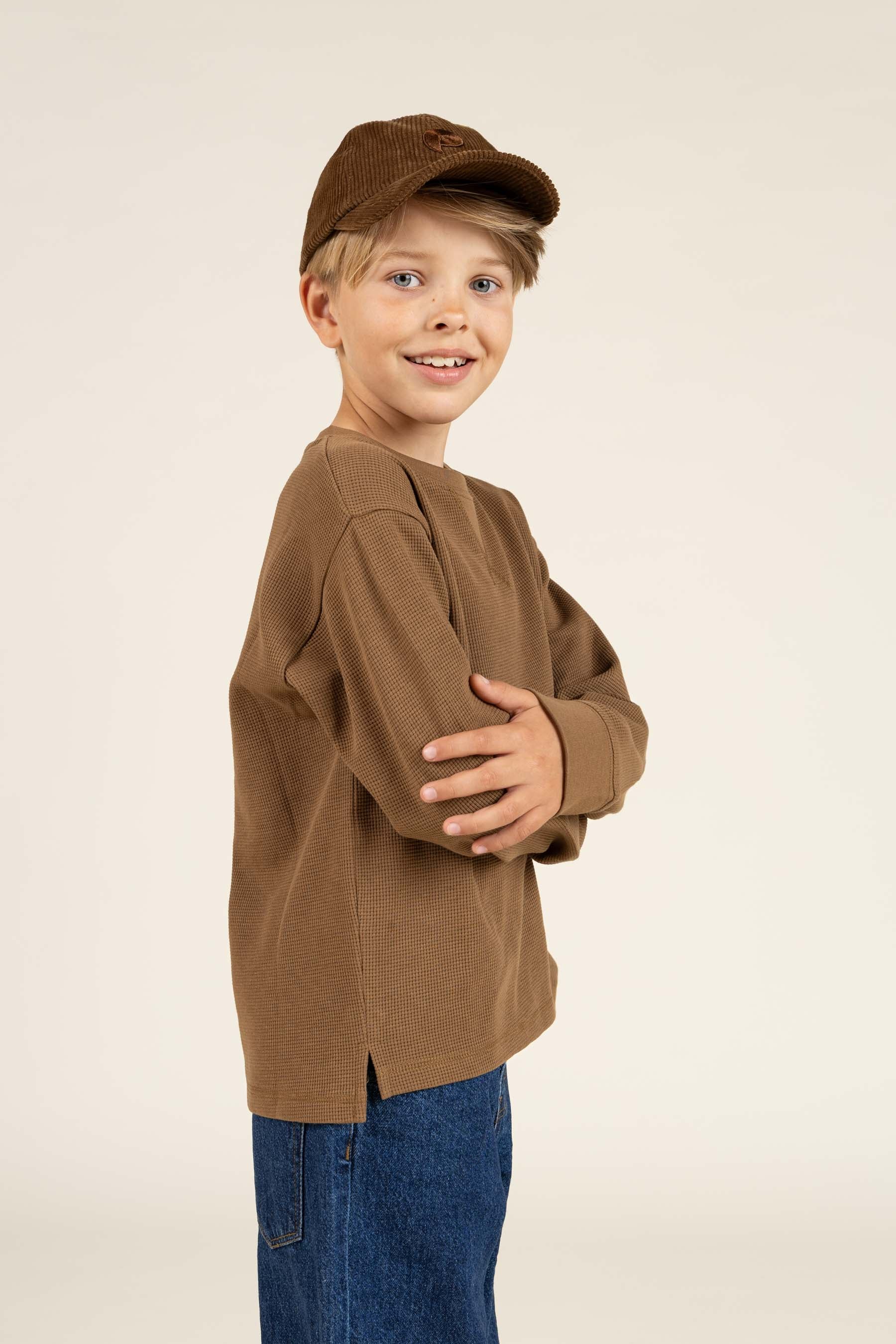 Textured Long Sleeve T-Shirt - Tween - Coffee | 100706 Malthe
