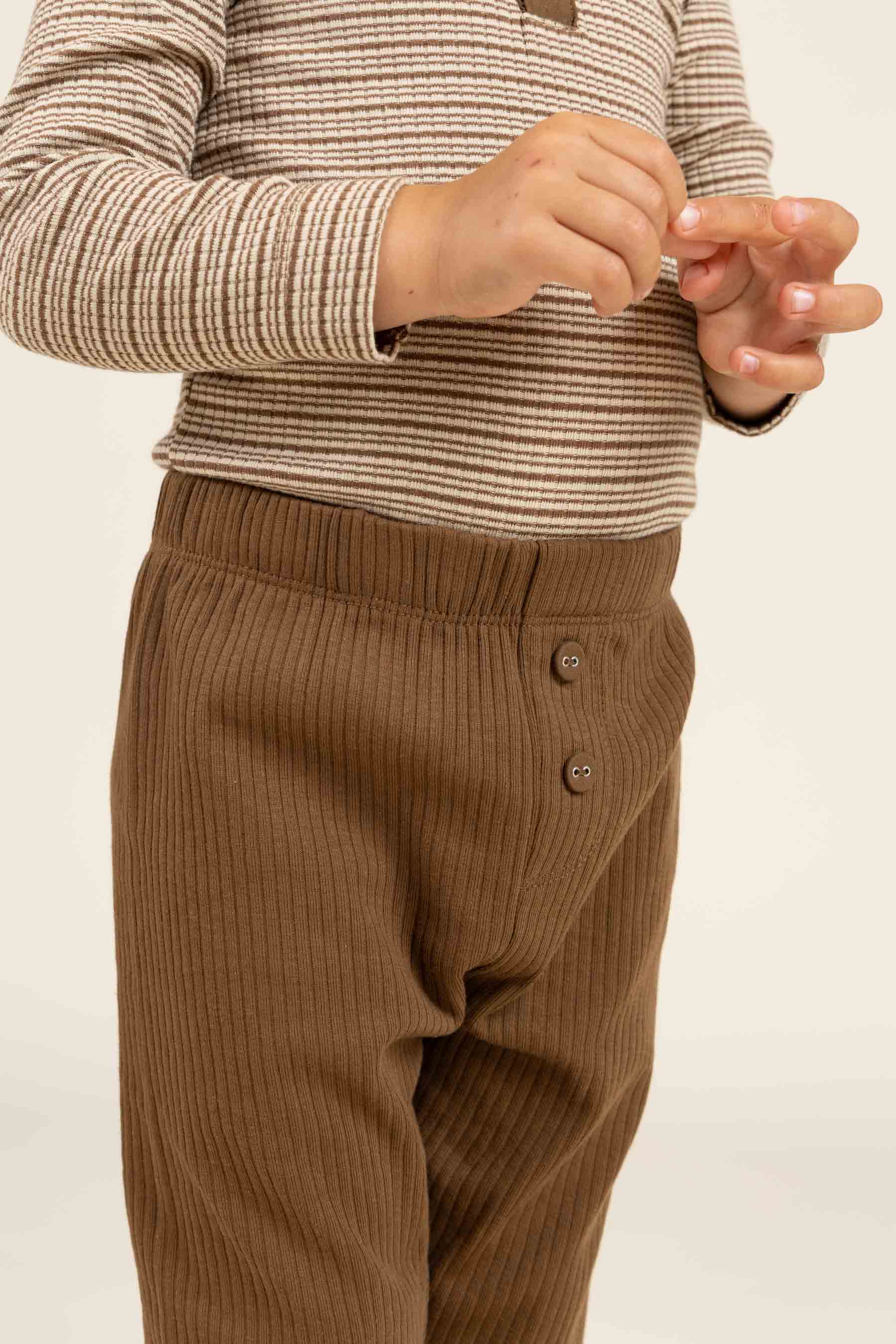 Cotton Rib pants - Kids - Coffee | 100573 Manson