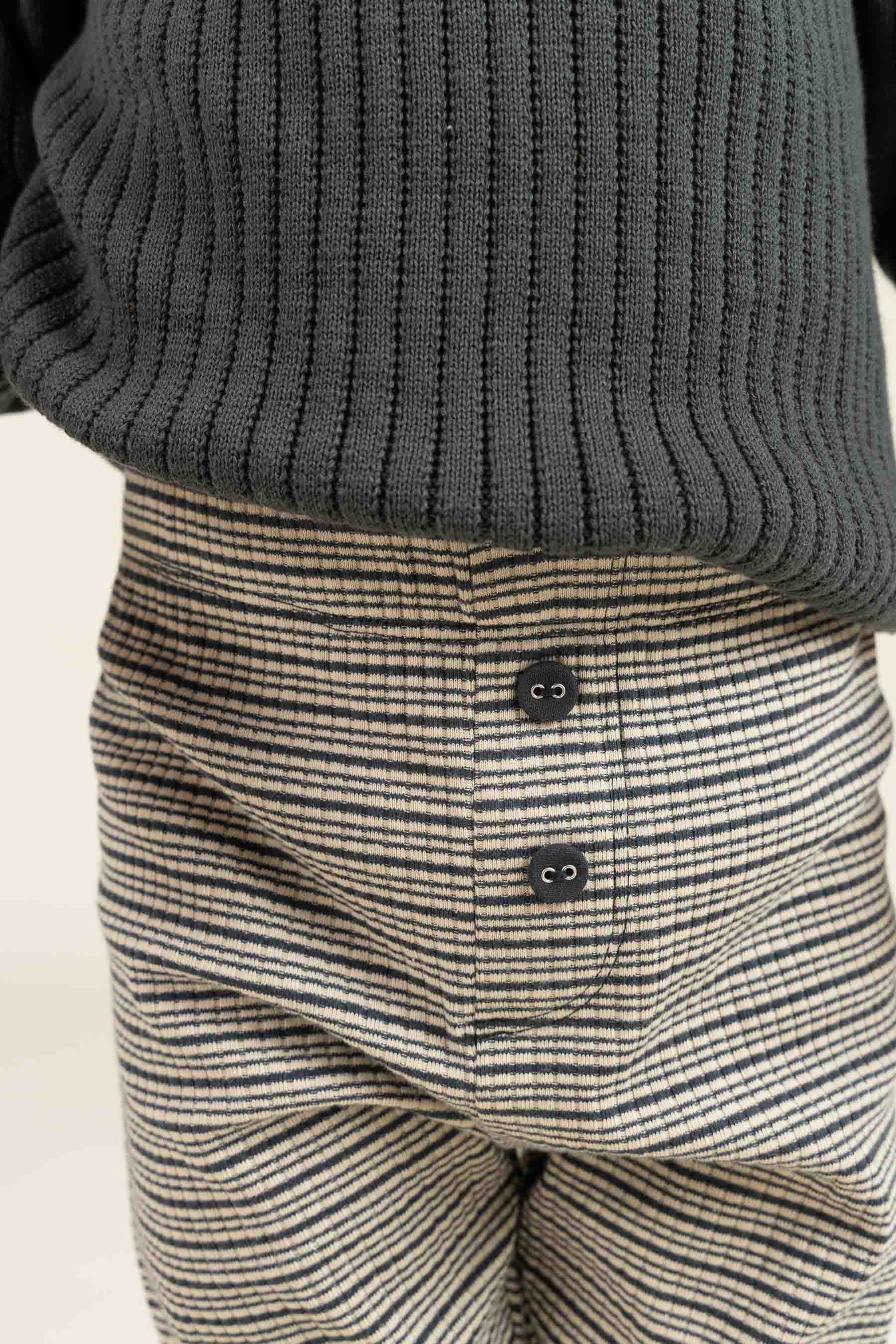 Cotton Rib pants - Kids - Forest Green Stripe | 100570 Manson