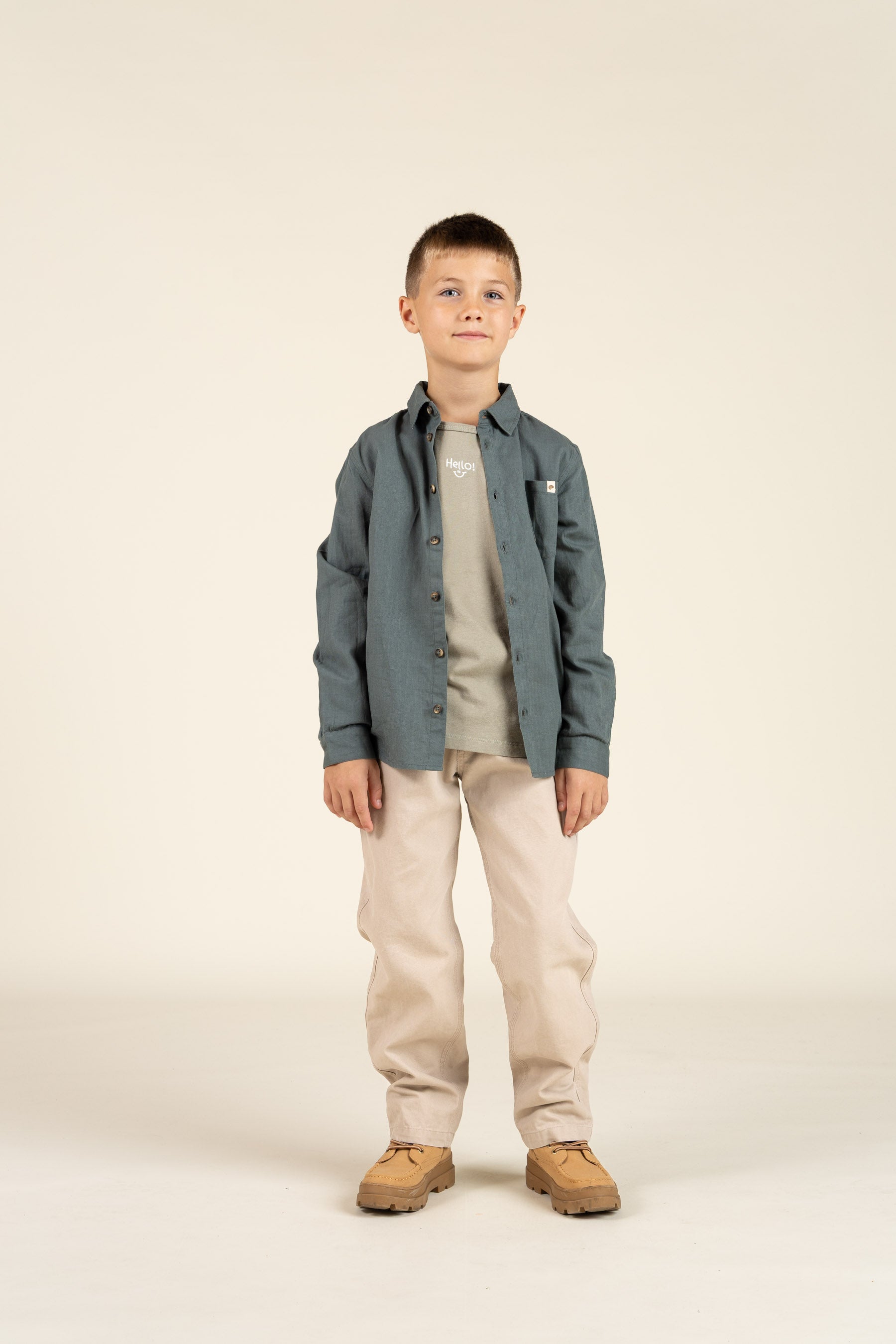 long sleeve T-shirt with Embroidery - Tween - Dusty Green | 100857 Brandon