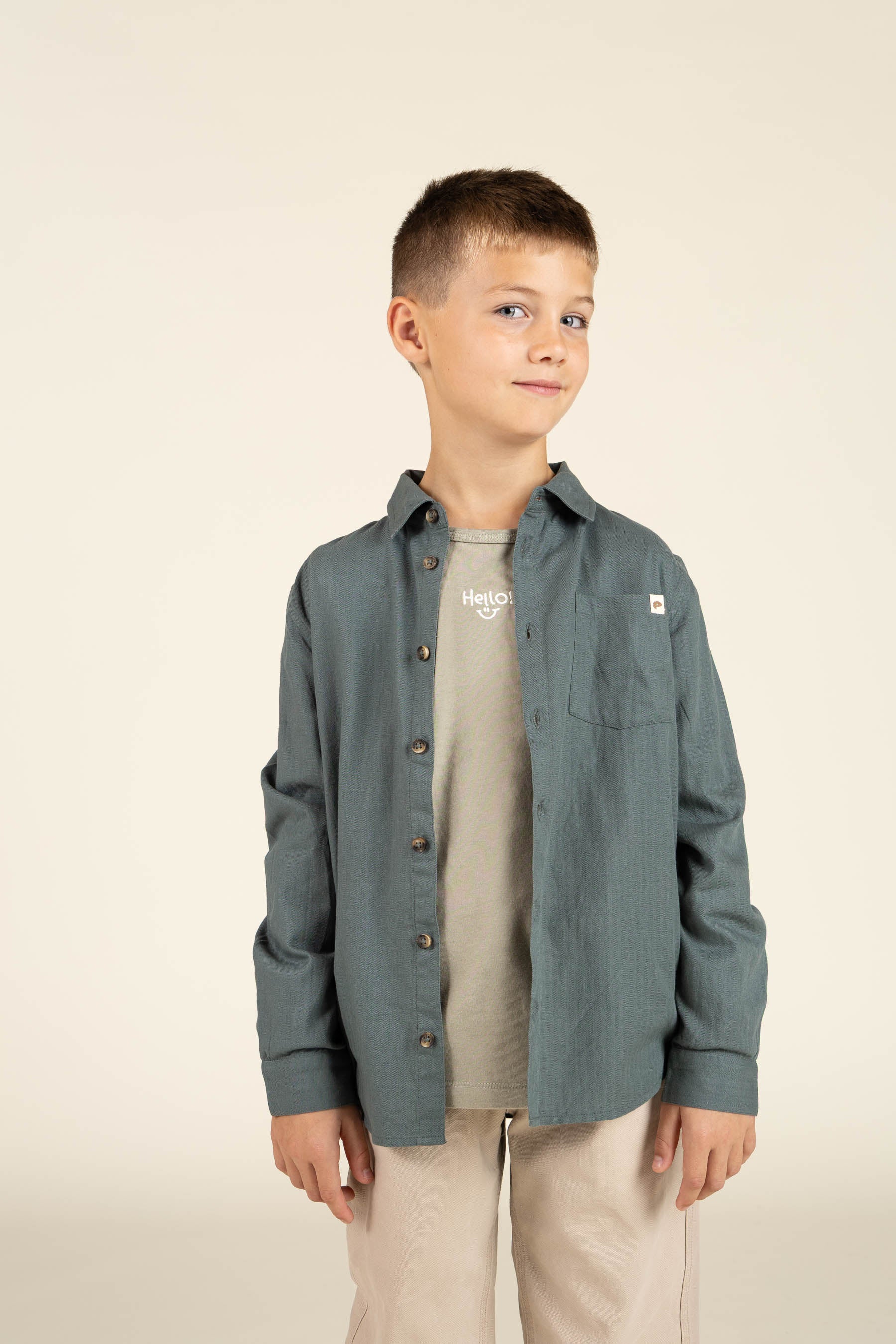 long sleeve T-shirt with Embroidery - Tween - Dusty Green | 100857 Brandon